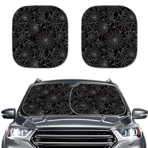XYZCANDO Car Front Window Sun Shade with Spider Web Pattern, UV Reflective Sun Shade for Keeping Vehicle Cool on Hot Days