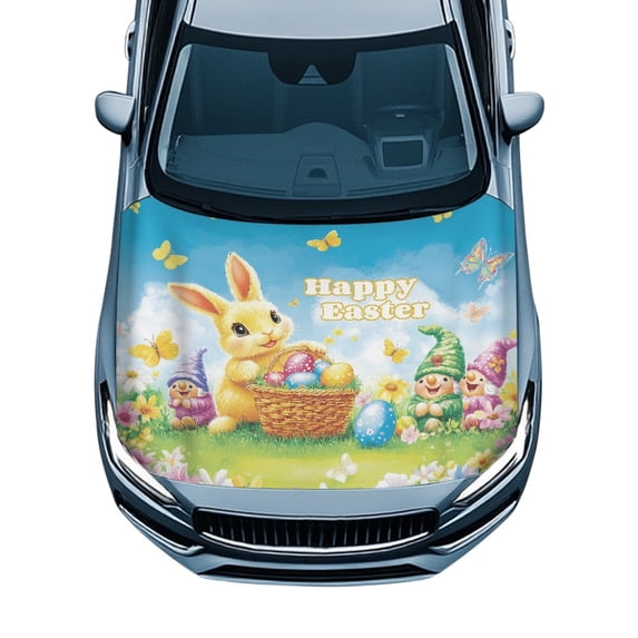 XYZCANDO Car Hood Cover Waterproof, Car Hood Cover Protector Swimsuit Fabric Easy to Install Corrosion Resistant Car Hood Flag Cover for Van