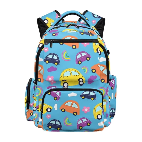 XYZCANDO Car Rainbow 17 Inch Kids Backpacks for Preschool with Adjustable Strap Large Capacity School Backpack Cute for Elementary School Students