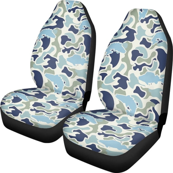 XYZCANDO Car Seat Cover Set Washable Car Seat Covers Car Seat Covers Set Anti-Slip Breathable Sedan Auto, Fish Camouflage Pattern