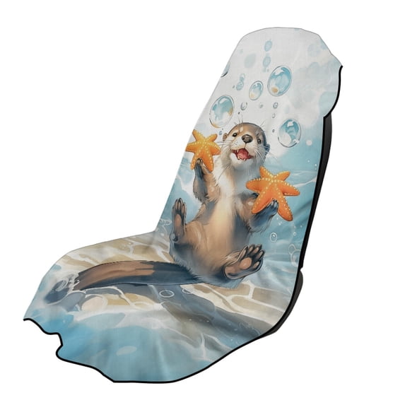 XYZCANDO Car Seat Cover Towel Easy Install Automotive Front Seat Protector for Running Gym, Car Seat Towel Cover Machine Washable, Otter Starfish Bubbles Pattern