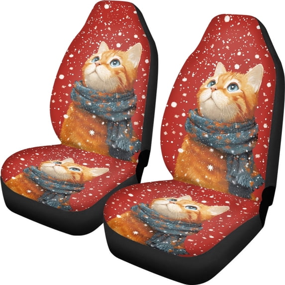 XYZCANDO Car Seat Covers 2 Pack Car Front Seat Cover Set Car Front Seat Covers Waterproof Soft SUV Van, Winter Dog