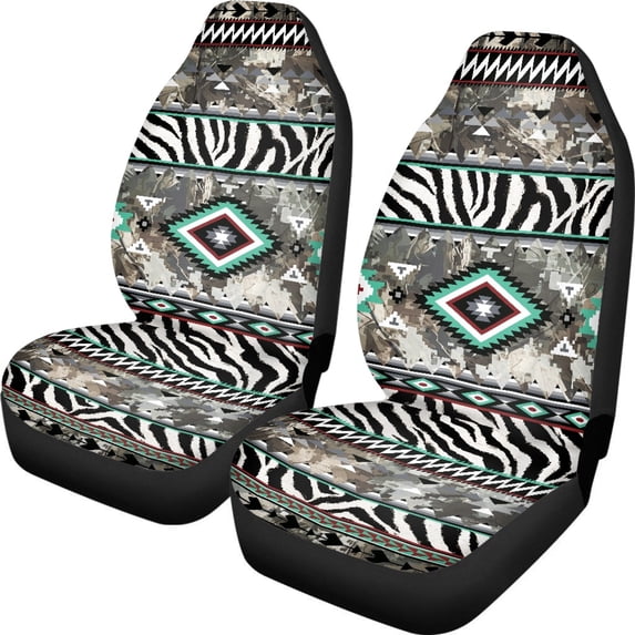 XYZCANDO Car Seat Covers Breathable Cloth Front Seat Covers for Cars Car Front Seat Covers Elastic Soft Van Sedan, Zebra Stripe Mixed Pattern