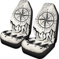 thumbnail image 1 of XYZCANDO Car Seat Covers Compass Mountain Design 2 pcs Automotive Seat Cushion Covers Scratch Proof Truck Sedan SUV Auto Accessories Anti-Scratch Car Front Seat Covers, 1 of 8