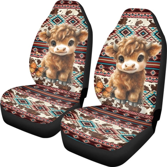 XYZCANDO Car Seat Covers Geometric Pattern Set of 2 Car Front Seat Covers Decorative Vehicle Truck Van Waterproof Thin Automobile Seat Cover