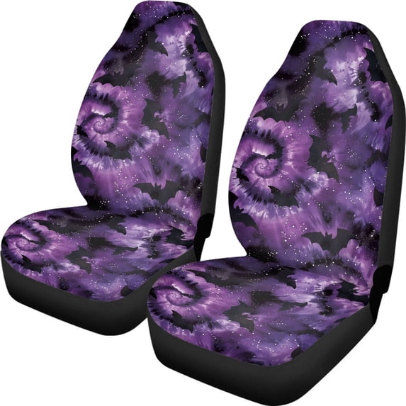 XYZCANDO Car Seat Covers Polyester Front Seat Cover Car Front Seat Cover Set Soft All Seasons Use SUV Sedan, Purple Bat Swirl