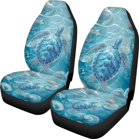 XYZCANDO Car Seat Covers Turtle Pattern 2pcs Vehicle Seat Covers Easy to Install SUV Van Truck Waterproof Comfortable Car Front Seat Covers