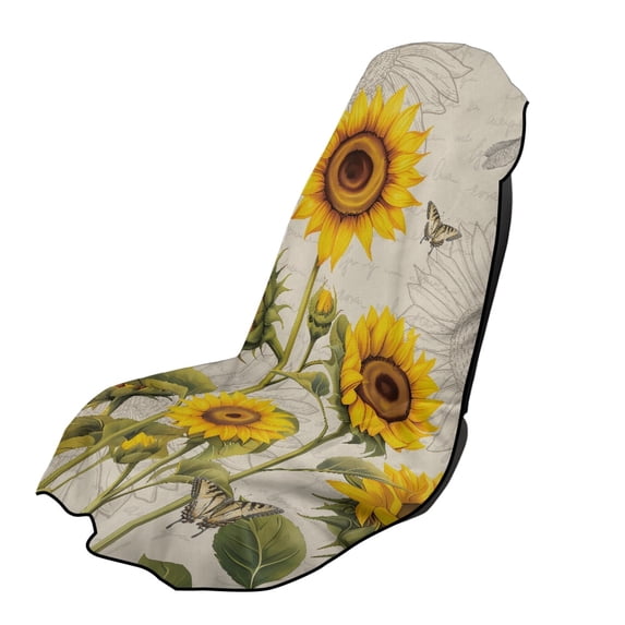 XYZCANDO Car Seat Towel Cover Non-Slip Towel Car Seat Cover for Outdoor Beach Swimming, Car Seat Cover Towel Sweat Absorption, Butterfly and Sunflower Pattern