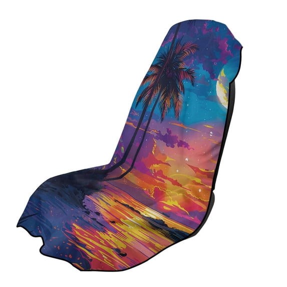 XYZCANDO Car Seat Towel Cover Versatile Car Seat Cover Towel for Running Beach Workout, Towel Car Seat Cover Sweatproof, Vibrant Tropical Beach Sunset