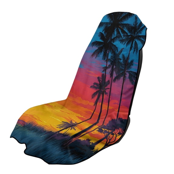 XYZCANDO Car Seat Towel Cover With Tropical Sunset Design, Car Seat Protector for Post Workout and Beach Trips