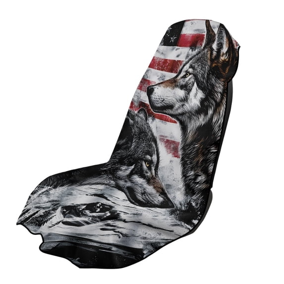 XYZCANDO Car Seat Towel Cover Wolf American Flag Seat Covers for Swimming Gym, Washable Sweatproof Car Seat Protector Towel Cover for Cars SUV