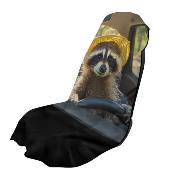XYZCANDO Car Seat Towel Cover with Fun Raccoon Driving, Car Seat Protector for Outdoor Trips and Everyday Automotive Use