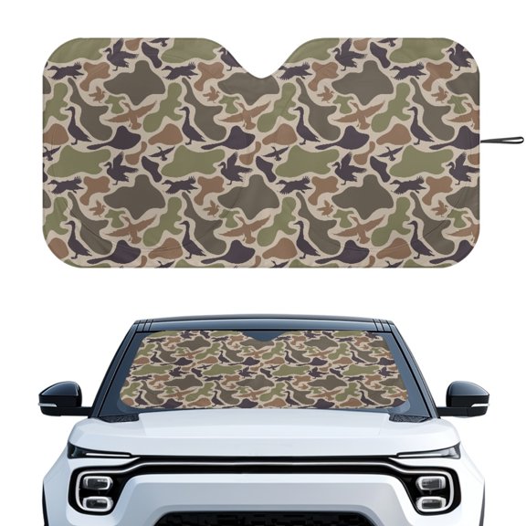 XYZCANDO Car Sun Shade with Duck Camo Print, Automotive Windshield Cover That Keeps Vehicle Cool, Uv Blocking Accessory for Vans