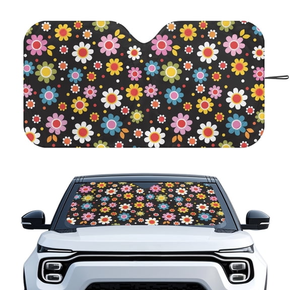 XYZCANDO Car Sun Shield with Retro Floral Pattern, Heat Insulation Cover for Protecting Pets and Passengers from Summer Sun Exposure