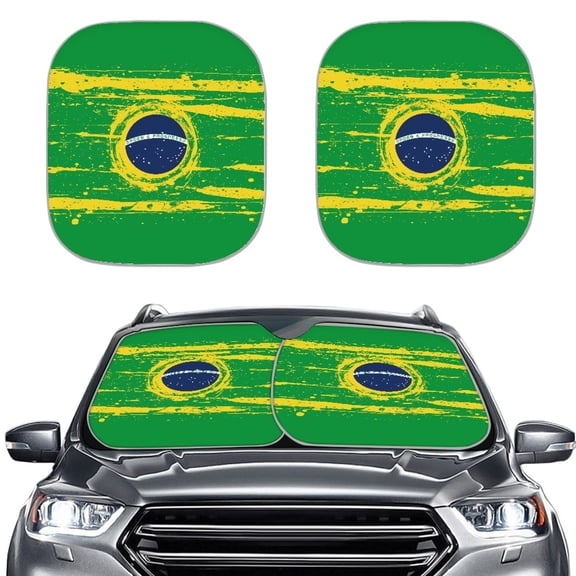 XYZCANDO Car Sun Visors with Distressed Brazil Flag Pattern, Universal Car Windshield Sun Shade for Trucks and SUV, Blocks Heat and Sun Glare