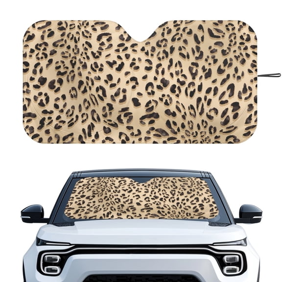 XYZCANDO Car Windshield Sun Shade with Classic Leopard Pattern, Windshield Sunshade for Blocking Heat and UV Rays on Summer Trips