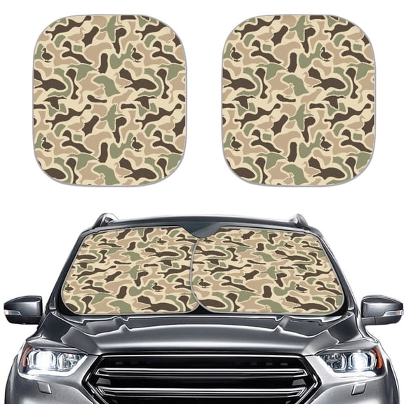 XYZCANDO Car Windshield Sun Shade with Duck Camouflage Decoration, Window Shades for Blocking Sun Heat, Fits Most Cars Trucks and SUVs