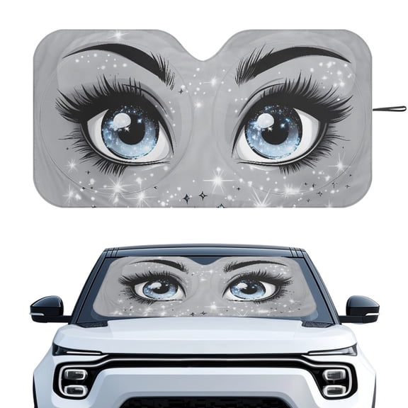 XYZCANDO Car Windshield Sun Shade with Galaxy Eye Design, Foldable Sunshade Cover for UV Protection and Vans Use on Hot Summer Days