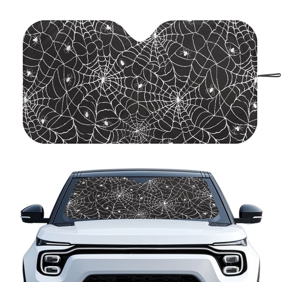 XYZCANDO Car Windshield Sun Shade with Spider Web Pattern, Windshield Sunshade for Trucks and Daily Use in Warm Weather