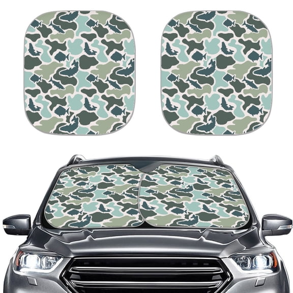 XYZCANDO Car Windshield Sunshades with Fish Camo Pattern, 2 Pack Sun Shade for Truck Front Window, Auto Accessory to Block Heat and Sun Rays