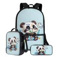 thumbnail image 1 of XYZCANDO Cartoon Panda Print School Backpack Set 17 Inch Book Bag Large Capacity Primary School Bookbag 3 Pack Travel Backpacks Lunch Bag Pencil Case Back-to-School Set for Student, 1 of 6