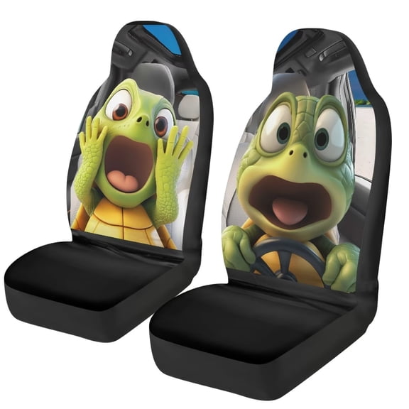 XYZCANDO Cartoon Turtle Car Front Seat Covers Set of 2 Anti-Slip Automobile Front Seat Covers Easy to Install and Clean Protection Interior Accessories for Cars Sedans and SUVs