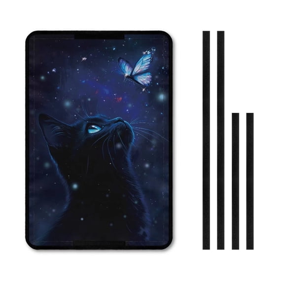 XYZCANDO Cat Butterfly RV Door Window Shade Foldable RV Window Cover with Hook and Loop Travel Trailer Door Blackout Window Shade 26'' X 17'' Camper Accessories RV Window Blinds Black
