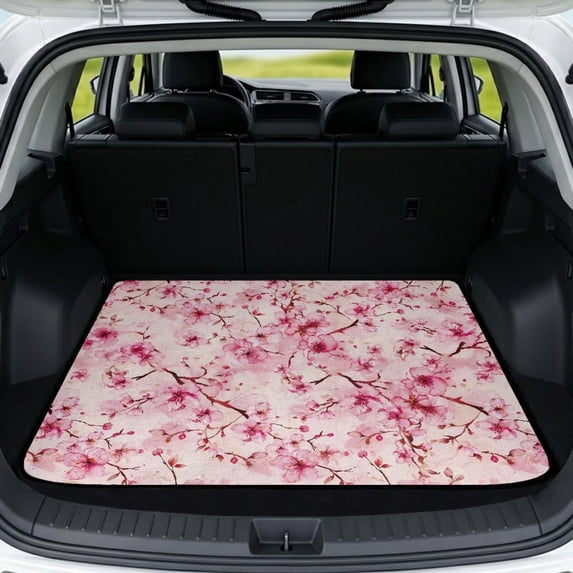 XYZCANDO Cherry Blossom Car Cargo Mat 29" x 39", Washable All-Weather Trunk Protector with Non-Slip Backing, Durable Stitched Edge Liner for SUVs, Sedans and Trucks