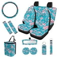 thumbnail image 1 of XYZCANDO Cherry Blossom Car Seat Cover Keychain Lipstick Cover Car Trash Can Steering Wheel Cover Center Mirror Cover Coasters Car Seat Cover Removable Automotive Accessories, 1 of 5