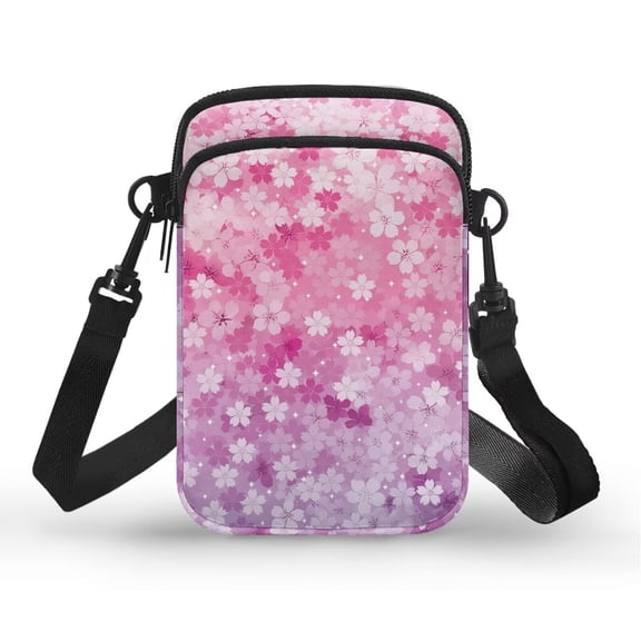 XYZCANDO Cherry Blossom Cell Phone Purses for Women Crossbody Bag Mini Messenger Handbag Small Cellphone Shoulder Purse Lightweight Sling Phone Bag Satchel Wallet Cross Body Side Case for Yoga Work