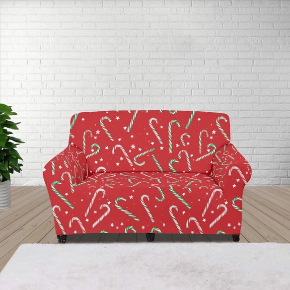 XYZCANDO Christmas Candy Cane Stretch Armchair Slipcover Universal Sofa Covers for Living Room Dogs Pet Furniture Protection Polyester Armchair Slipcovers with Anti Slip Foam Sticks