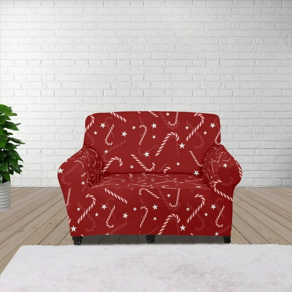 XYZCANDO Christmas Candy Sofa Cover Stretch Couch Cover Sofa Slipcovers for 1 Cushion Couch 1 Seater Furniture Sofa Armchair Covers