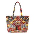 thumbnail image 1 of XYZCANDO Christmas Cat Print Padded Shoulder Handbag Large Capacity Quilted Handle Tote for Holiday Shopping Travel Work Casual Daily Use with Roomy Compartments, 1 of 7