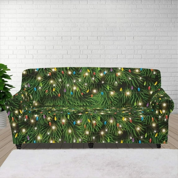 XYZCANDO Christmas Lights Stretch Armchair Sofa Slipcover for 1 Cushion Couch, 1-Piece Couch Sofa Cover Furniture Protection Soft with Elastic Bottom for Kids, Pets