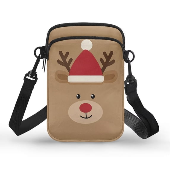 XYZCANDO Christmas Reindeer Cellphone Crossbody Handbag for Teen Girls Cross Body Purse for Travel Shop Running Over Shoulder Handbag Mini Messenger Purse Portable Coin Purse Wallet Cute Phone Case