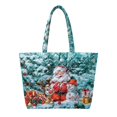 thumbnail image 1 of XYZCANDO Christmas Santa Print Padded Shoulder Handbag Large Capacity Quilted Handle Tote for Holiday Shopping Travel Work Daily Use with Roomy Compartment, 1 of 7