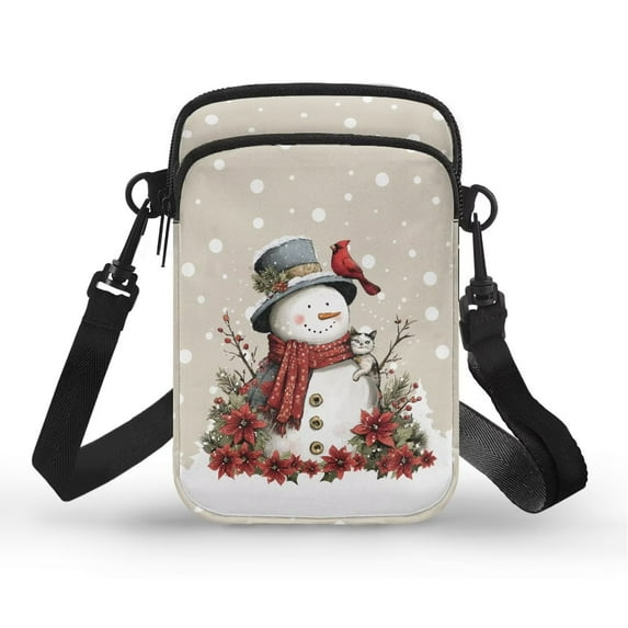 XYZCANDO Christmas Snowman Phone Cross Body Bags for s Portable Cellphone Purse Shoulder Handbag Small Single Shoulder Wallet Lightweight Crossbody Case for Hiking Shop Running