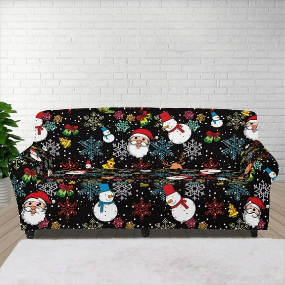 XYZCANDO Christmas Theme Stretch Armchair Slipcover Universal Sofa Covers for Living Room Dogs Pet Furniture Protection Polyester Armchair Slipcovers with Anti Slip Foam Sticks