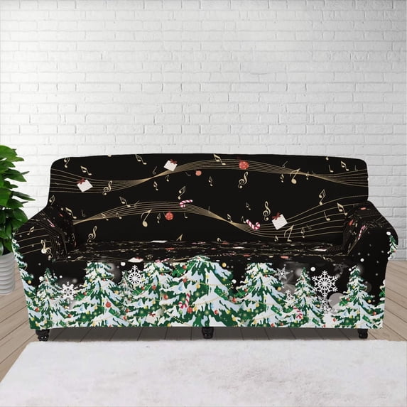 XYZCANDO Christmas Tree Stretch Armchair Sofa Slipcover 1 Piece Sofa Cover 1 Seater Soft Couch Cover Washable Furniture Covers