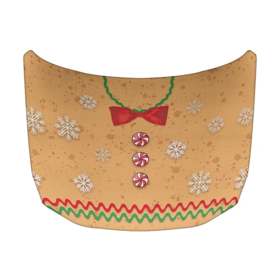 XYZCANDO Christmas Universal Car Hood Cover featuring Gingerbread Suit Design - Festive Holiday Decoration for Outdoor Vehicle Exterior