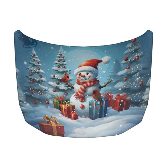 XYZCANDO Christmas Universal Car Hood Cover featuring Snowman Gifts - Festive Decor for Winter Holiday Road Trips