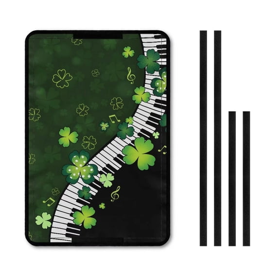 XYZCANDO Clover RV Door Window Shade St. Patrick's Day RV Decor Foldable Camper Blinds for Travel Trailers 300D Polyester RV Window Cover Musical Piano RV Black Out Curtains for Camper Windows Green