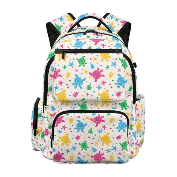 XYZCANDO Colorful Sea Turtle Backpack School 17 Inch Kids Backpack for Boys Girls Lightweight with Side Pockets Compartment for Girl Kid Students Elementary School