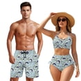 thumbnail image 1 of XYZCANDO Couple Matching Beach Set His Hers Swimwear Fish Camo Men's Beach Shorts & 2 Piece Women's Drawstring Bikini Hawaiian Outfits Vacation Pool Party Honeymoon Beach Wear, 1 of 6