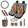 thumbnail image 1 of XYZCANDO Cow Spot Sunflower Cow Coasters Center Mirror Cover Car Seat Cover Seat Belt Cover Keychain Lipstick Cover Car Trash Can Steering Wheel Cover Easy Installation Lightweight Suitable for Men, 1 of 5