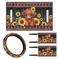 thumbnail image 1 of XYZCANDO Cow Sunflower 4pcs Golf Cart Seat Covers Navajo Golf Cart Steering Wheel Covers Golf Cart Flags Southwest Golf Cart Decor Universal Golf Cart Seat Towel Steering Wheel Cover Mini Flags Black, 1 of 7