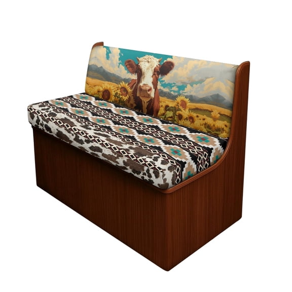 XYZCANDO Cow Sunflower Landscape Print RV Dining Chair Seat Covers Soft Camper Cushion Covers, Washable, Suitable for Bench Seats Travel Trailer