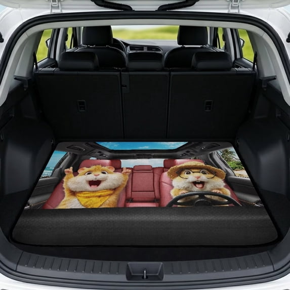 XYZCANDO Cute Hamster Car Cargo Mat 29" x 39", Washable All-Weather Trunk Protector with Non-Slip Backing, Easy-Clean Stitched Edge Liner for SUVs, Sedans and Trucks
