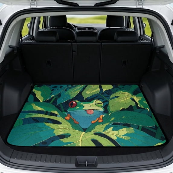 XYZCANDO Cute Tree Frog Washable Cargo Mat 29" x 39", All-Weather Trunk Protection with Non-Slip Backing, Durable Stitched Edge Liner for SUVs, Sedans and Trucks