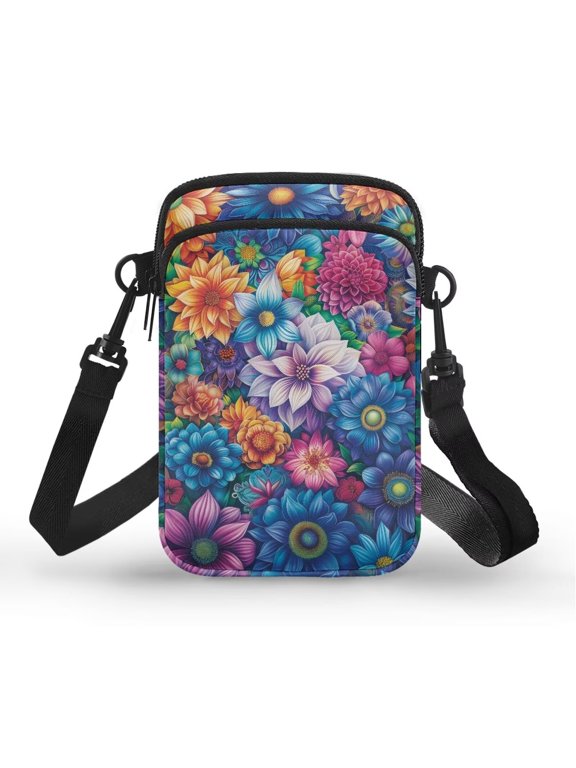 Dahlia Mini Crossbody Bag for Cellphone Purse for Travel Shop Work Portable Phone Wallet Shoulder Handbag Small Messenger Bags Trendy Cross Body Purse Money Bag